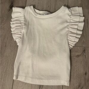 Zara White Ruffle Sleeve Tee